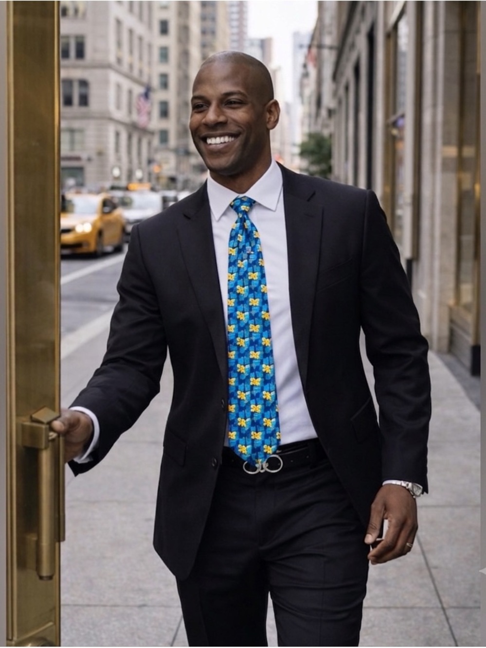 Ermenegildo Zegna Blue and Yellow Floral Tie